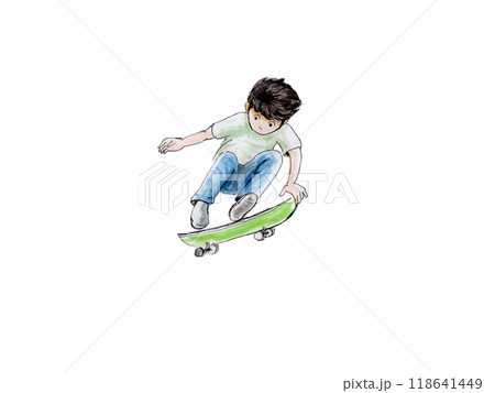スケートボード　手描き水彩画 118641449