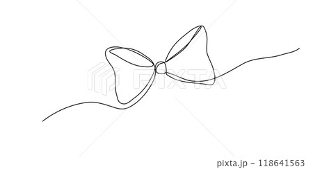 Bow one continuous line art. Simple drawing sketch. Bow one continuous line art. Simple drawing sketch. 118641563