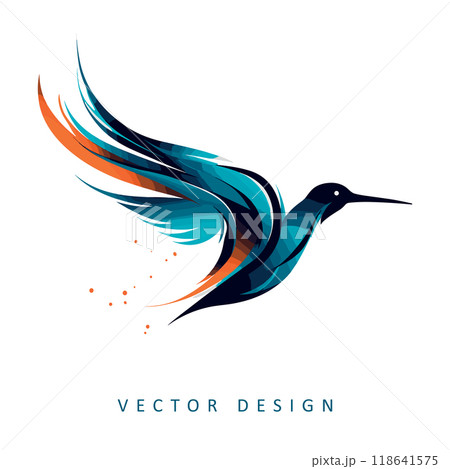 colibri minimalist elegant vector design isolated illustration 118641575
