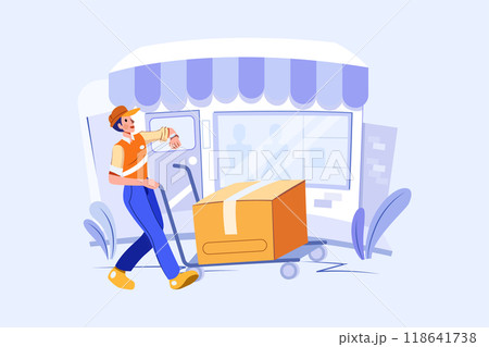 Parcel Delivery Service Illustration concept. Flat illustration isolated on white background Parcel Delivery Service Illustration concept. Flat illustration isolated on white background 118641738