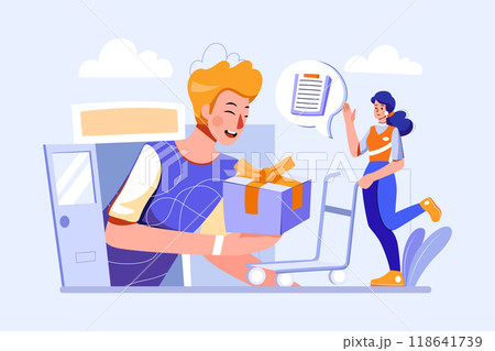 Parcel Delivery Service Illustration concept. Flat illustration isolated on white background Parcel Delivery Service Illustration concept. Flat illustration isolated on white background 118641739