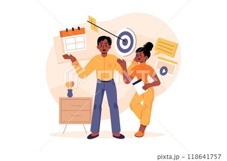 Business Team Working On Marketing Goals 118641757