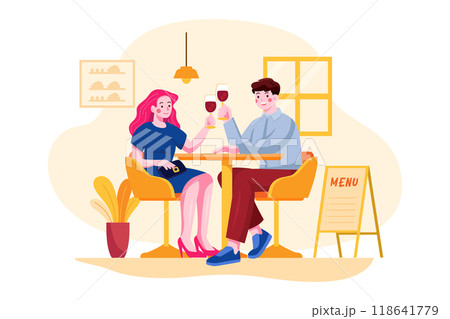Romantic couple enjoying the celebrating anniversary 118641779
