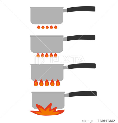 片手鍋と様々な火加減のイラスト 118641882