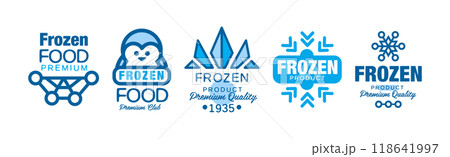Frozen Food Premium Product Blue Logo Design Vector Set 118641997