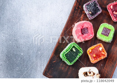 Turkish delight candy . Rahat lokum photography Turkish delight candy . Rahat lokum photography 118642049