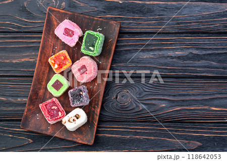 Turkish delight candy . Rahat lokum photography Turkish delight candy . Rahat lokum photography 118642053