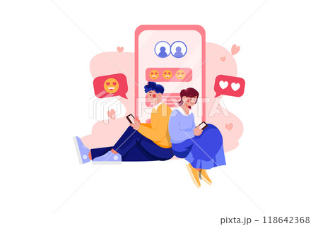 Online Dating Illustration concept. Flat illustration isolated on white background Online Dating Illustration concept. Flat illustration isolated on white background 118642368