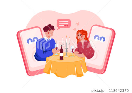 Online Dating Illustration concept. Flat illustration isolated on white background Online Dating Illustration concept. Flat illustration isolated on white background 118642370
