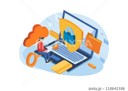 Smart Guy Using Modern Digital Security 118642386