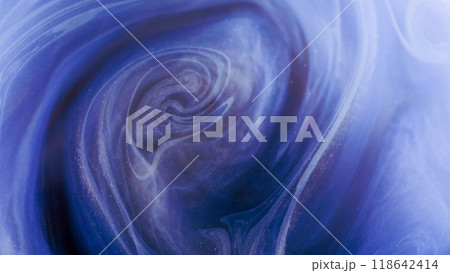 Smoke cloud. Defocused background. Blur blue color vapor floating acrylic paint water blend whirl wave abstract art texture. 118642414
