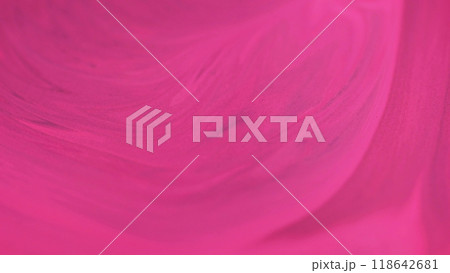 Plain paint. Smooth texture. Defocused pink color glossy layers glamour ink cascade thick emulsion flow motion abstract art background. 118642681