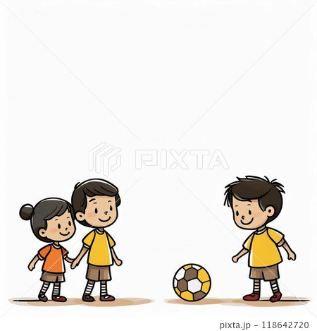 サッカーをする子ども達 118642720