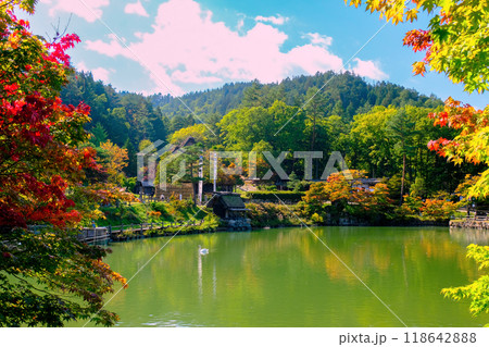 秋の五阿弥池 118642888