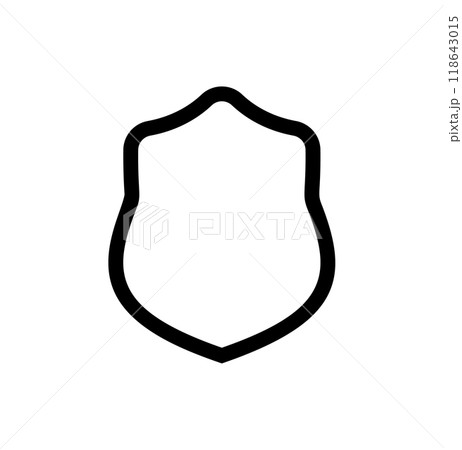 emblem Shield frame Logo. Vector template outline Sign of Protection, Guard and Security. Insurance or Immunity Symbol. Empty icon design isolated on white background emblem Shield frame Logo. Vector template outline Sign of Protection, Guard and Security. Insurance or Immunity Symbol. Empty icon design isolated on white background 118643015