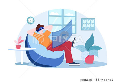 Man Watching Video Using Virtual Reality Man Watching Video Using Virtual Reality 118643733
