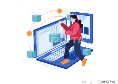 Girl working Virtually Girl working Virtually 118643739