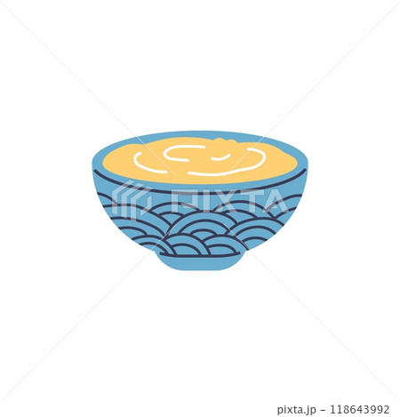 A vector illustration showing a yellow Greek yogurt in a bowl with a beautiful pattern 118643992