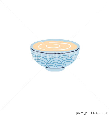 Bowl of sour cream, yogurt vector flat icon, mayonnaise or sauce in blue ceramic plate, fresh milk smooth dessert 118643994