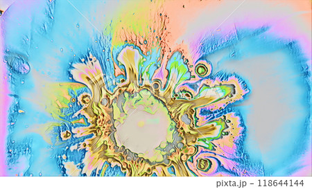 Vibrant burst of energy in pastel blue pink hues paint splatter with intricate patterns art illustration abstract background. 118644144