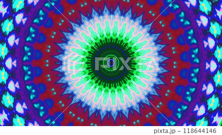 Vivid captivating mandala art with kaleidoscopic patterns radiant colors in digital design art illustration abstract background. 118644146