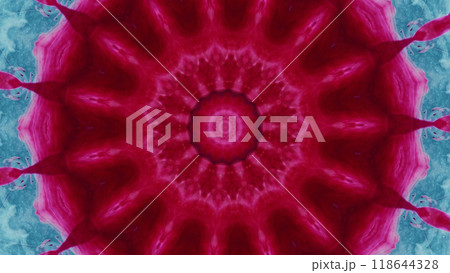Kaleidoscope pattern vibrant red pink blue color paint symmetry circle design art illustration abstract background. Kaleidoscope pattern vibrant red pink blue color paint symmetry circle design art illustration abstract background. 118644328
