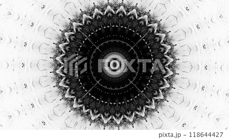 Intricate mandala kaleidoscope pattern optical illusion effects art illustration abstract background. 118644427