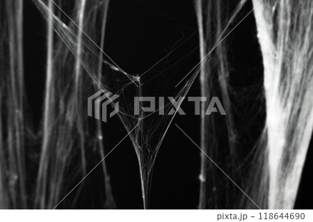 Spooky creepy cobweb spiders web covered a black background. Abstract halloween background. Spooky creepy cobweb spiders web covered a black background. Abstract halloween background. 118644690