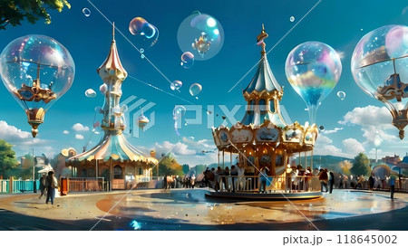 ゲーム背景 青空のレジャーランドキラキラ遊園地 ゲーム背景 青空のレジャーランドキラキラ遊園地 118645002