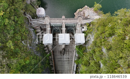 広島県神石郡_帝釈峡【帝釈川ダム】ドローン空撮_TSGD_No02 118646539