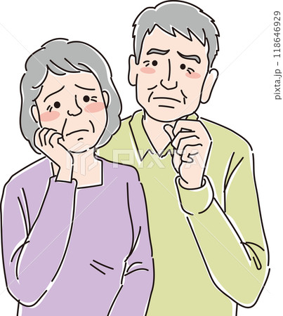 困った顔の老夫婦_上半身 困った顔の老夫婦_上半身 118646929