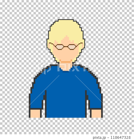 Blonde man with glasses (blue clothes)_Pixel art 118647328