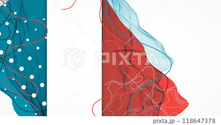 Abstract wireframe mountain background. Modern science or technology art elements. Surface illustration. Hand drawn vector. 118647378