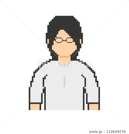 メガネの女性(白い服)_ドット絵 118649256