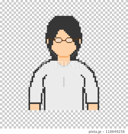 メガネの女性(白い服)_ドット絵 118649256