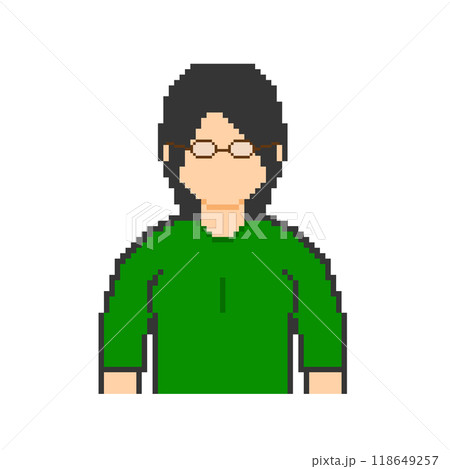 メガネの女性(緑の服)_ドット絵 118649257