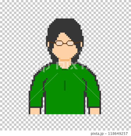 メガネの女性(緑の服)_ドット絵 118649257