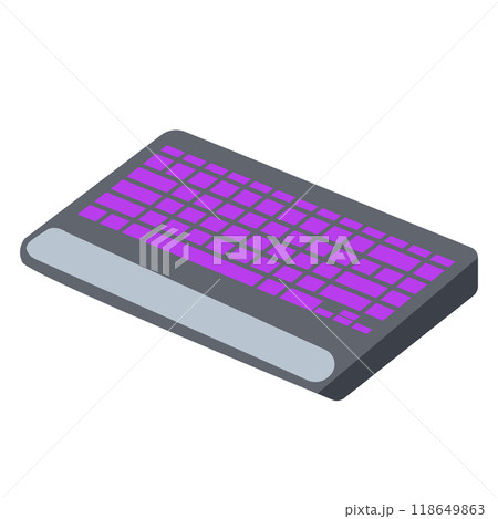 Computer wireless keyboard in flat design. Gamer accessory for video gaming. Vector illustration isolated. 118649863