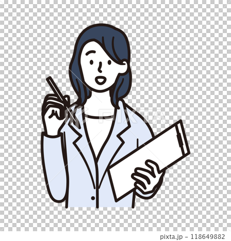 Illustration material of a Japanese female business person working energetically 118649882