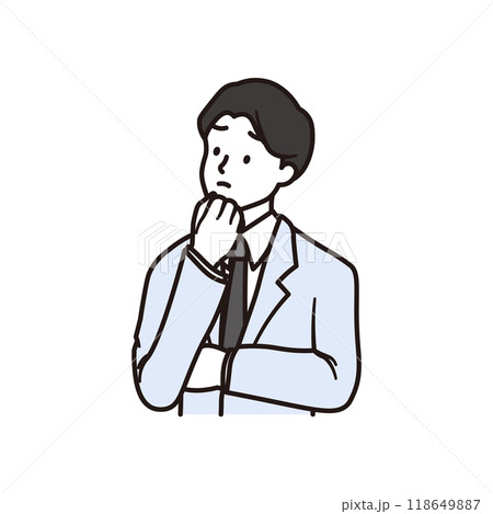 腕を組んで考える男性の会社員のイラスト素材 腕を組んで考える男性の会社員のイラスト素材 118649887