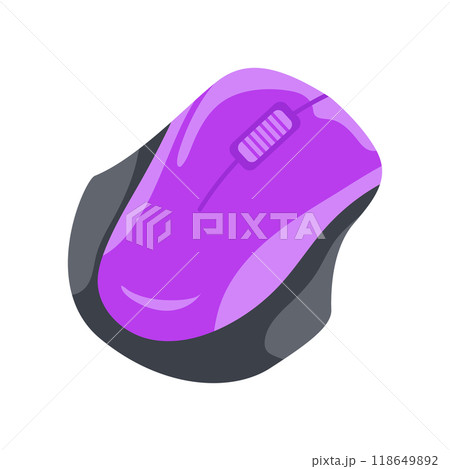 Computer mouse in flat design. Wireless input accessory for computer control. Vector illustration isolated. 118649892
