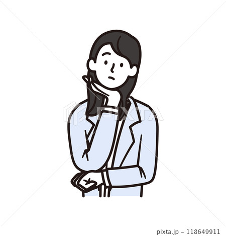 腕を組んで考える女性の会社員のイラスト素材 腕を組んで考える女性の会社員のイラスト素材 118649911