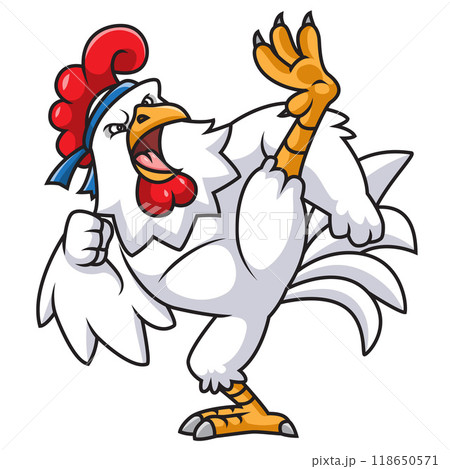 Angry rooster fighter character mascot design of illustration 118650571