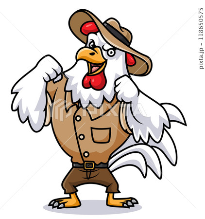 A strong rooster in explorer outfit of illustration 118650575