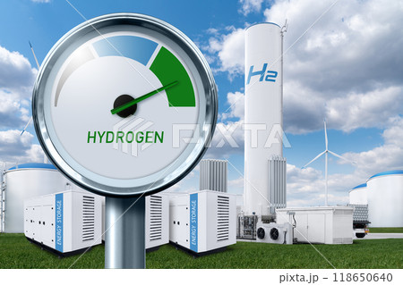 Getting green hydrogen from renewable energy sources. Concept. 118650640