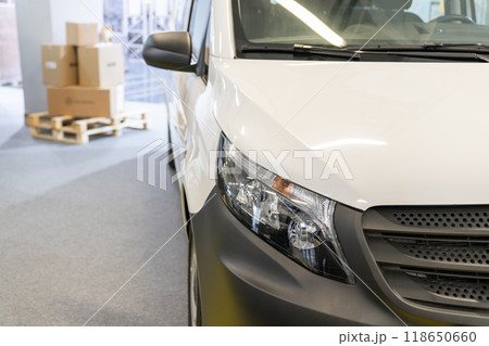 White delivery van close up 118650660