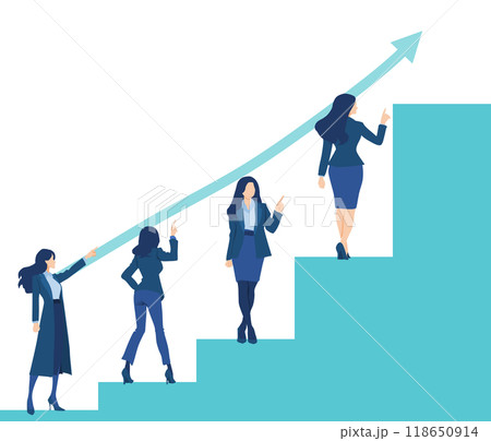 未来に向かって一直線の女性実業家(ビジネスウーマン)のイラスト 118650914