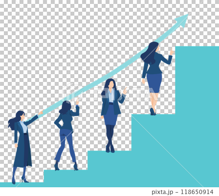 未来に向かって一直線の女性実業家(ビジネスウーマン)のイラスト 118650914