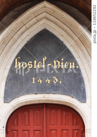 Entrance of the Hotel-Dieu in Beaune, France 118652292