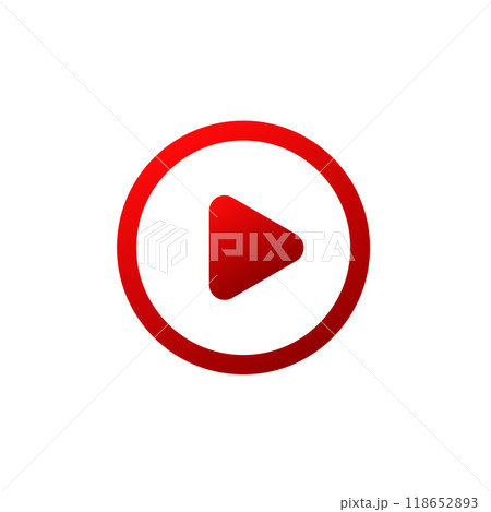 Red minimalist play button icon. Simple red play. 118652893